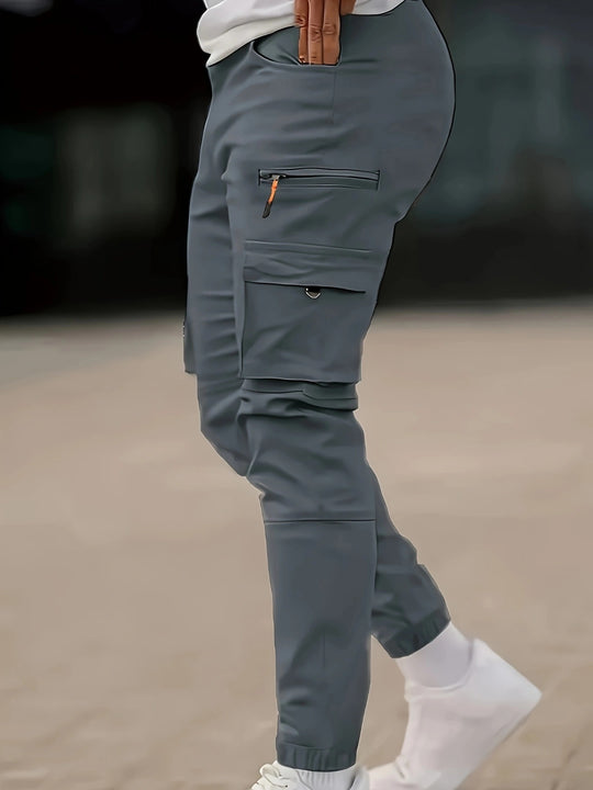 Herren Tapered Cargo-Jogginghose mit Reißverschluss- und Klappentaschen Shop Nory