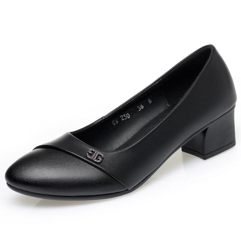 Damen elegante Pumps mit komfortablem Blockabsatz und modischem Schmuckdetail