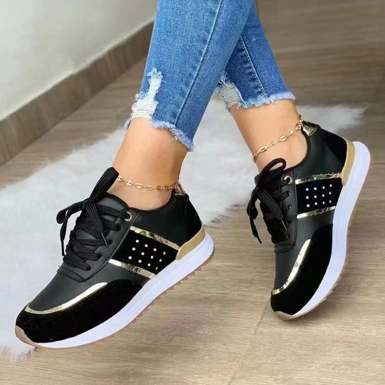 Damen stylische Fashion-Sneaker mit dekorativen Nieten Metallic-Details und gepolstertem Komfortfußbett Shop Nory