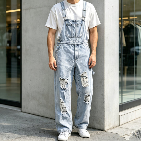 Herren Lässige Ripped Latzhose Shop Nory