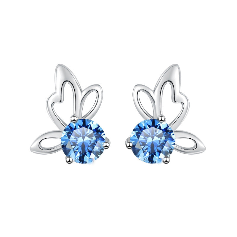 Damen Ohrstecker mit floralem Design und funkelndem Kristall Shop Nory