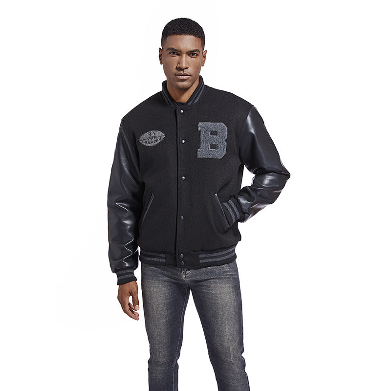 Herren Collegejacke aus Wollmix mit verstärkten Lederärmeln Shop Nory