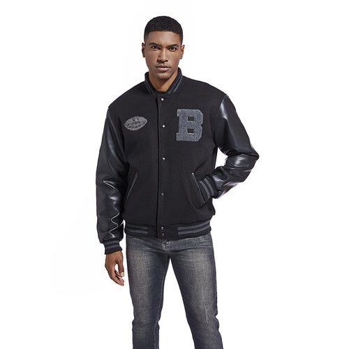 Herren Collegejacke aus Wollmix mit verstärkten Lederärmeln Shop Nory