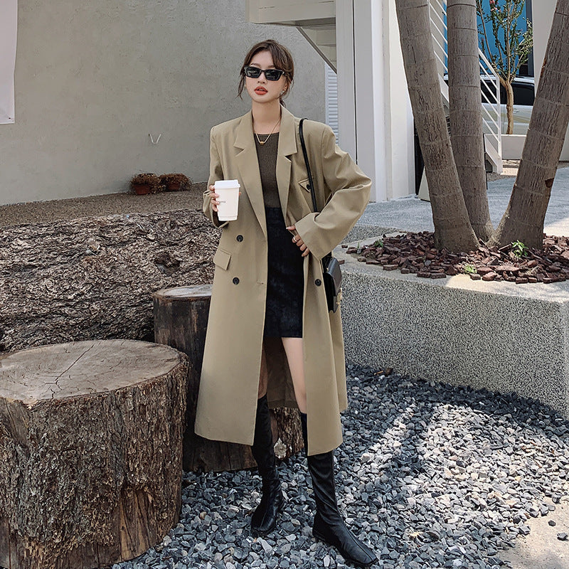 Damen Doppelreihiger Oversize-Trenchcoat mit kastiger Silhouette und verlängertem Schnitt Shop Nory