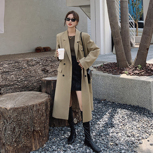 Damen Doppelreihiger Oversize-Trenchcoat mit kastiger Silhouette und verlängertem Schnitt Shop Nory