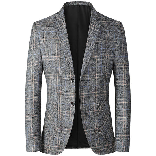 Herren Kariertes Wollmix-Sakko Slim Fit mit schmalem Revers Shop Nory