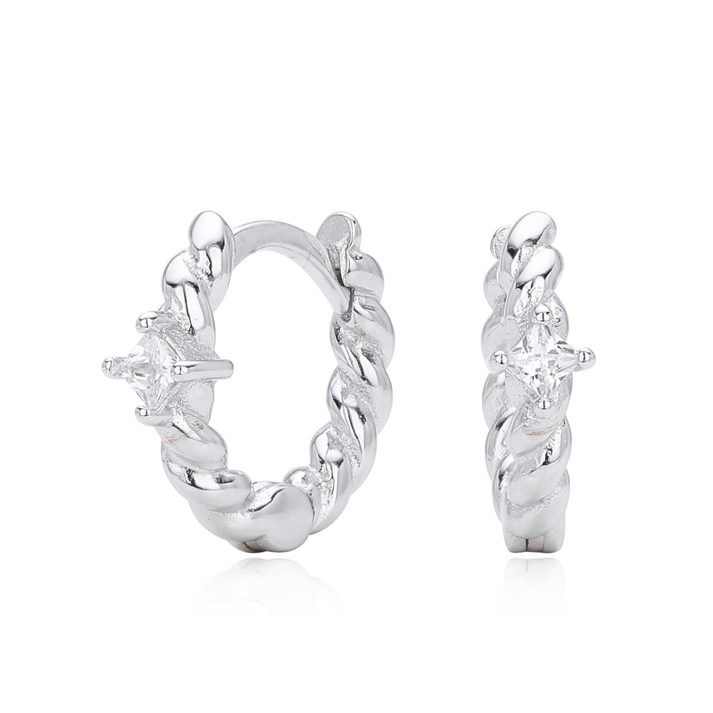 Damen Ohrhänger mit gedrehtem Design und Zirkon Shop Nory