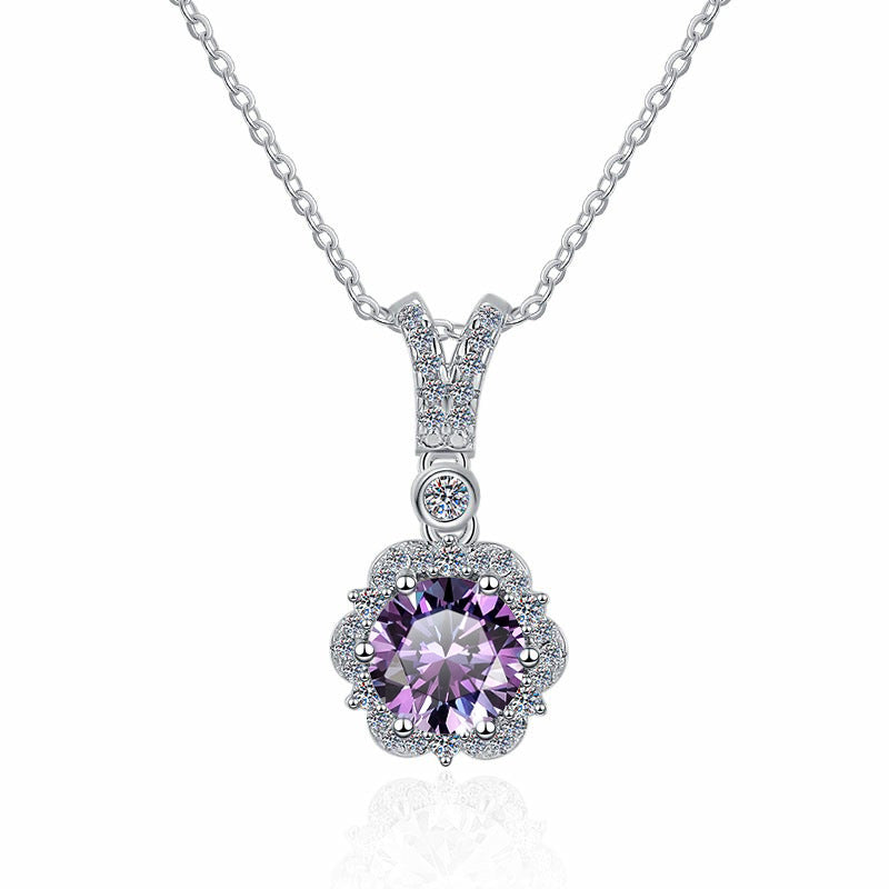 Damen Halskette mit elegantem Blumenanhänger und funkelndem Zirkonia Shop Nory