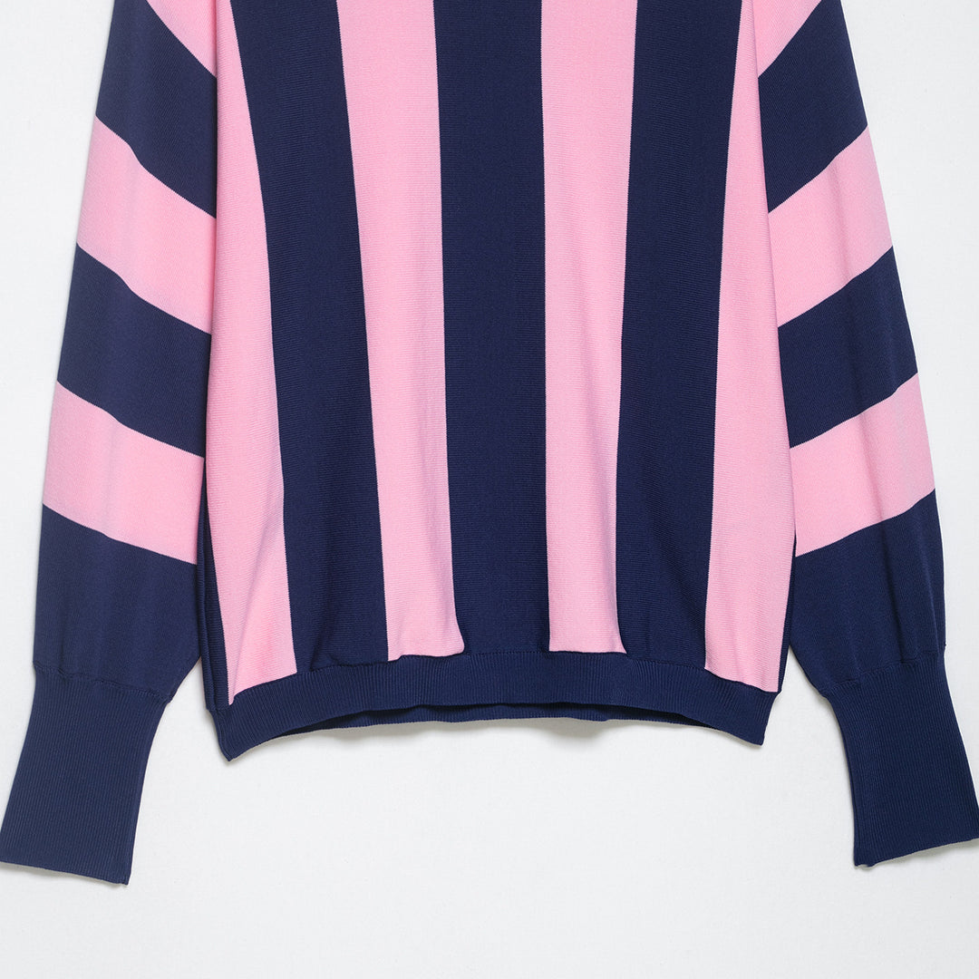 Damen Oversize-Strickpullover mit breiten Blockstreifen und überschnittener Schulter Shop Nory