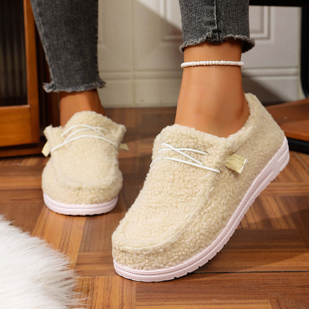 Damen Gefütterte Teddy-Fleece‑Hausschuhe mit gepolstertem Komfortfußbett und rutschfester Gummisohle Shop Nory