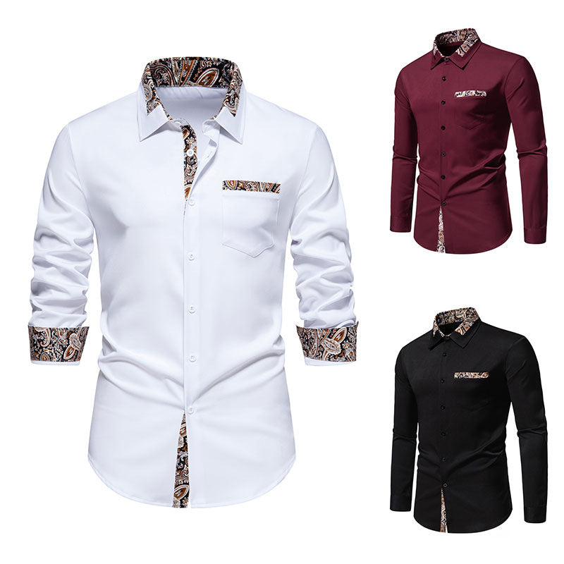 Herren Langarmhemd mit eleganten Paisley-Mustern