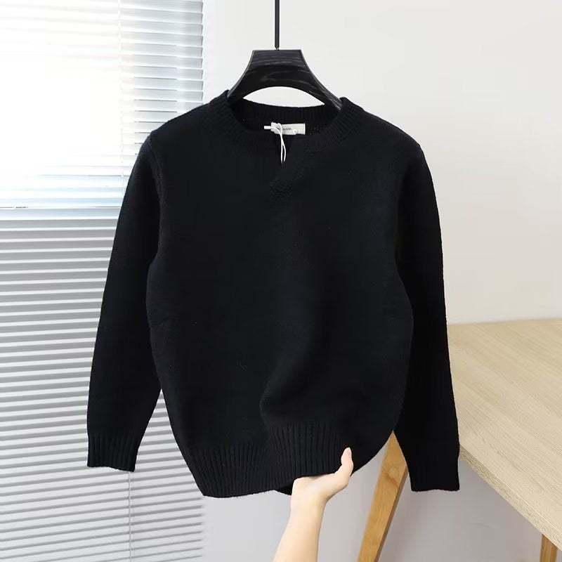 Unisex Feinstrickpullover mit Rundhalsausschnitt und Halslasche im Oversize‑Schnitt Shop Nory