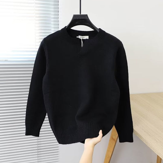 Unisex Feinstrickpullover mit Rundhalsausschnitt und Halslasche im Oversize‑Schnitt Shop Nory