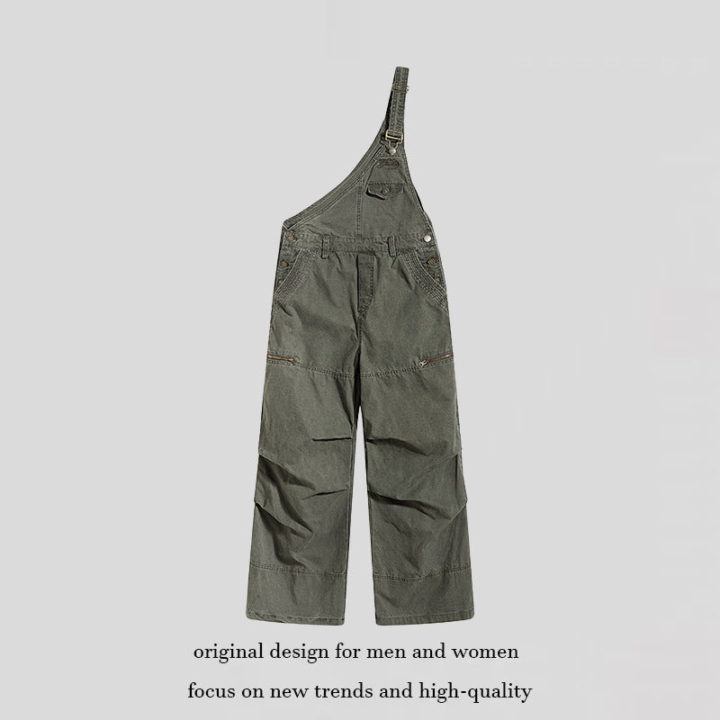 Damen Weite Latzhose mit asymmetrischem Träger und Multi-Taschen Shop Nory