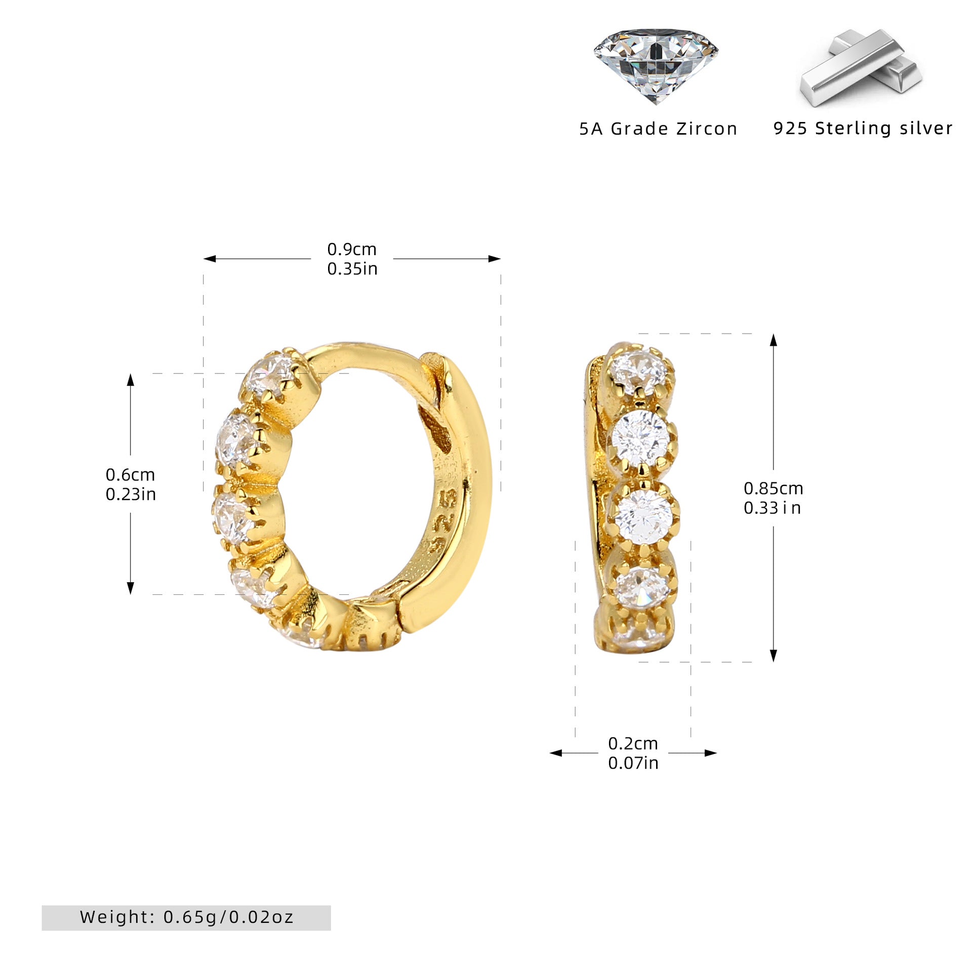 Damen Creolen mit funkelndem Zirkon-Besatz aus hochwertigem 925 Sterling Silber Shop Nory