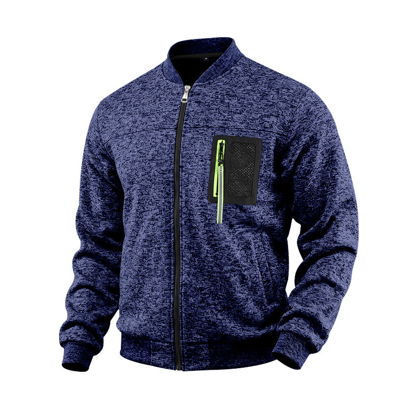 Herren melierte Bomberjacke mit Reißverschluss-Brusttasche und Rippbündchen Shop Nory