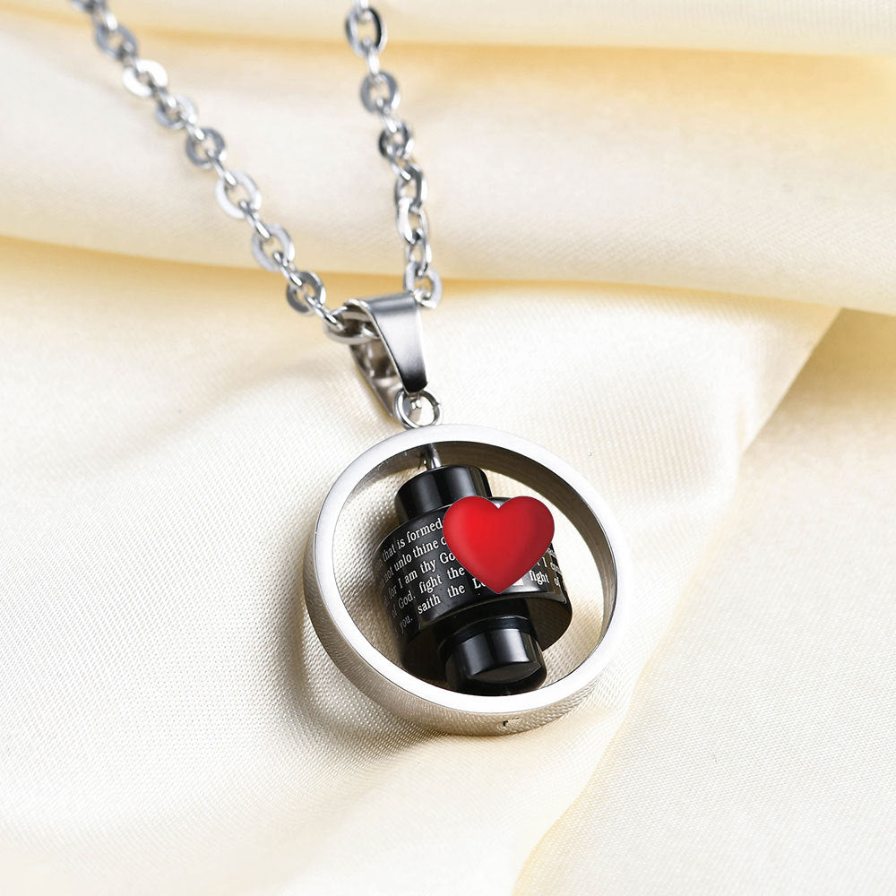 Herren Halskette mit kreativem Herz-Anhänger und modernem Textdesign Shop Nory
