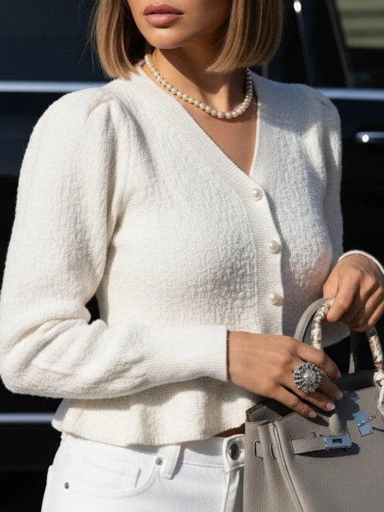 Damen Eleganter Strickcardigan mit Perlenknöpfen Shop Nory