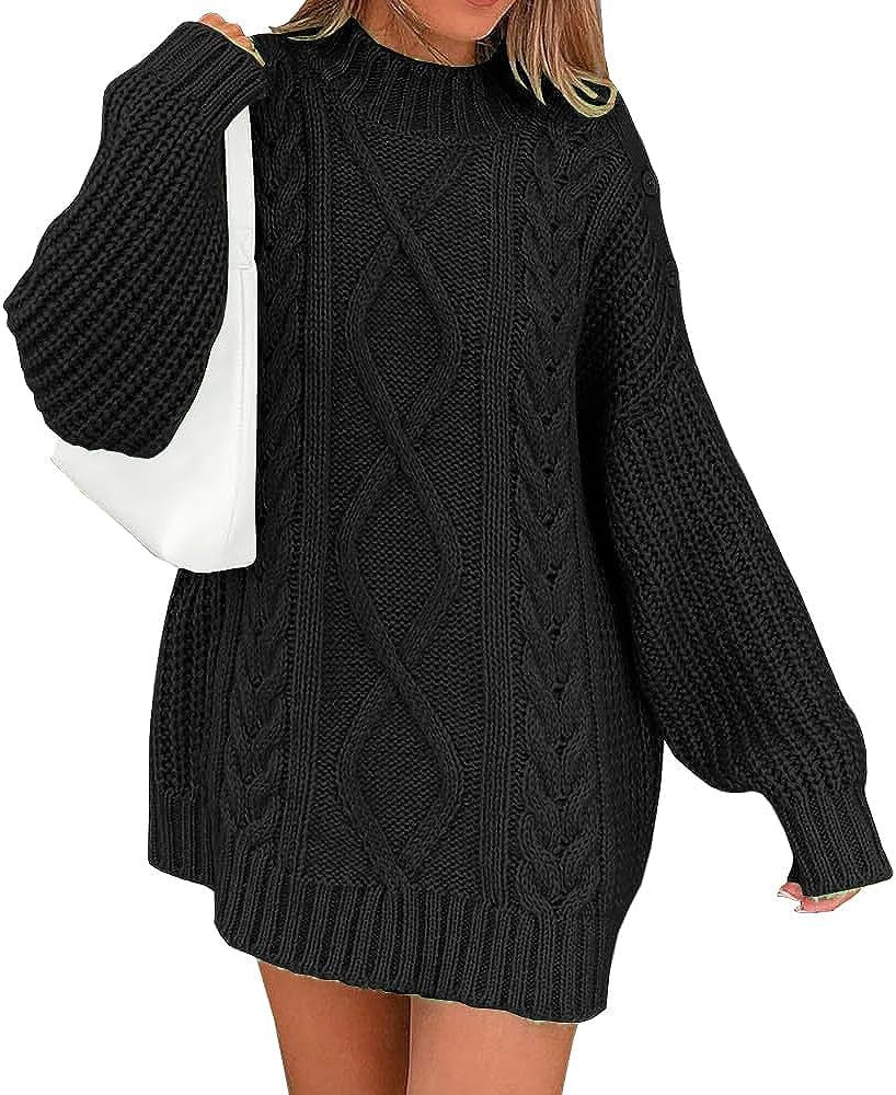 Damen Oversize Strickkleid mit Zopf- und Rippstruktur Shop Nory