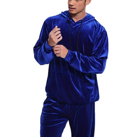 Herren Samt-Trainingsanzug mit Kapuzenpullover und gerader Jogginghose Shop Nory