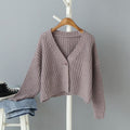 Damen Grob gestrickte Cardigan mit tiefem V-Ausschnitt und lockerer Passform