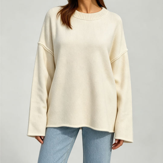 Damen Oversize-Boxy-Pullover mit kurzem Stehkragen und dekorativer Kantennaht Shop Nory