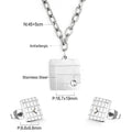 Damen Edelstahl Schmuckset mit quadratischem Anhänger und passenden Ohrringen Shop Nory