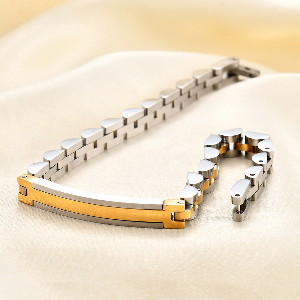 Damen Armband mit modernem Gliederdesign und gravierbarem Plättchen Shop Nory