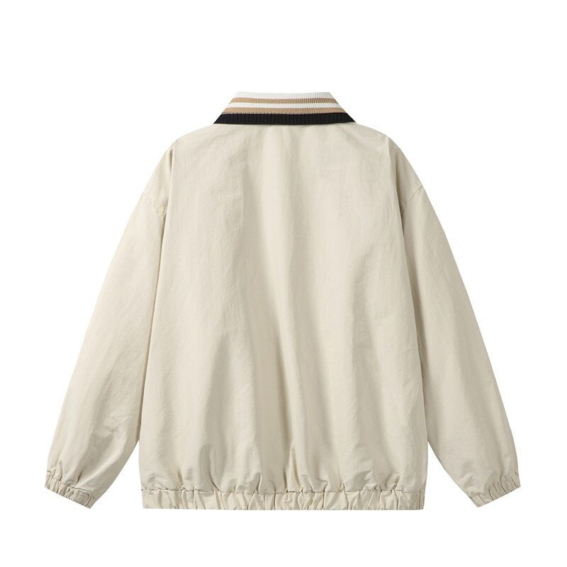 Herren Leichte Harrington‑Style Bomberjacke mit gestreiftem Rippkragen und Druckknopf‑Taschen Shop Nory