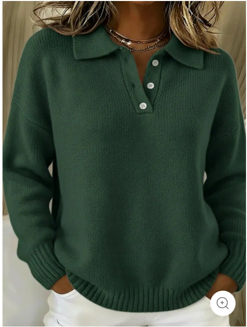 Damen nan kuscheliger Polokragenpullover mit kurzer Knopfleiste und gerippten Bündchen Shop Nory