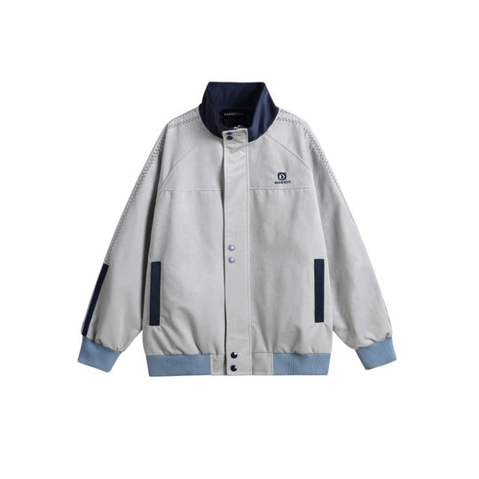 Herren Bomberjacke im Boxy-Cut mit hohem Stehkragen, Druckknopfleiste und Kontrastpaspeln Shop Nory