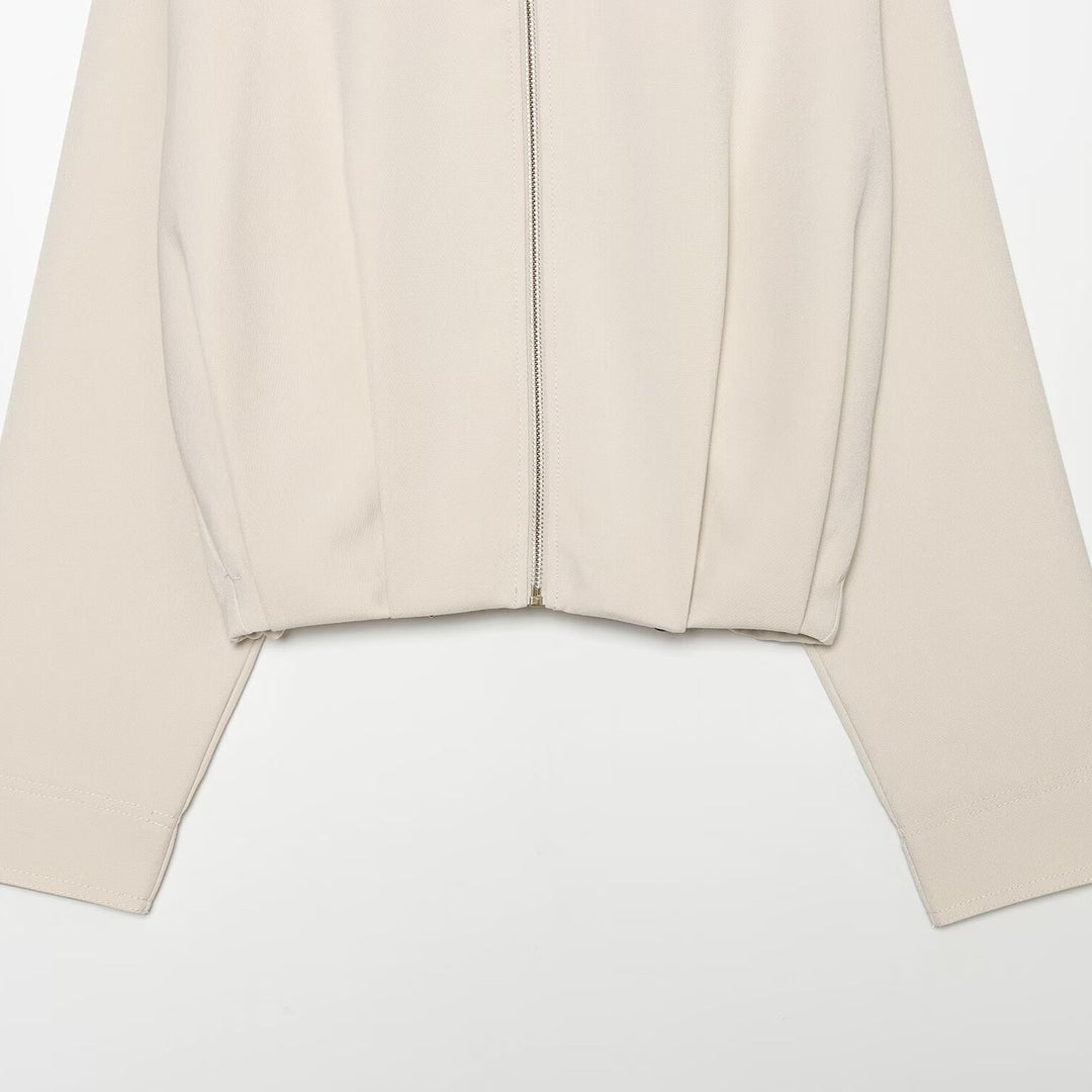 Damen Cropped Bomberjacke mit hohem Stehkragen, durchgehendem Metallreißverschluss und tailliertem Bündchen Shop Nory