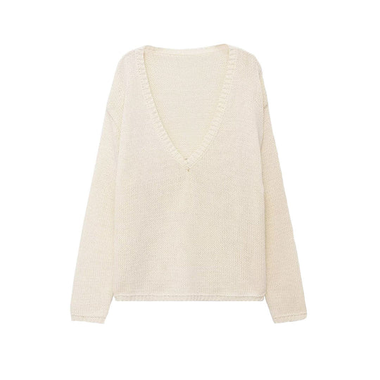 Damen Grobstrickpullover mit tiefem V-Ausschnitt und Oversize-Schnitt Shop Nory