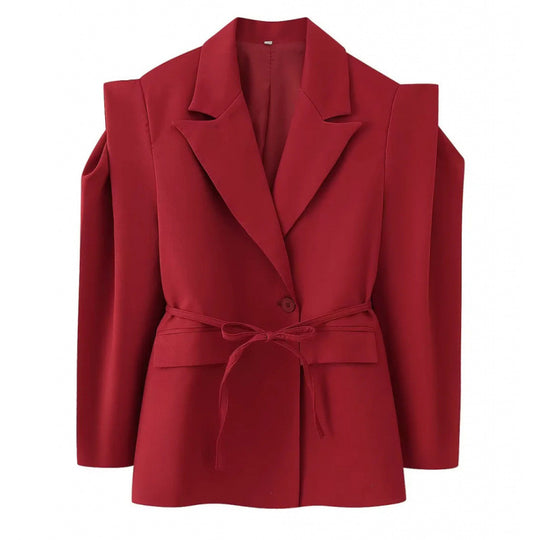 Damen Taillierter Blazer mit zarter Bindeband-Taille, betonter Schulterpartie und Pattentaschen Shop Nory