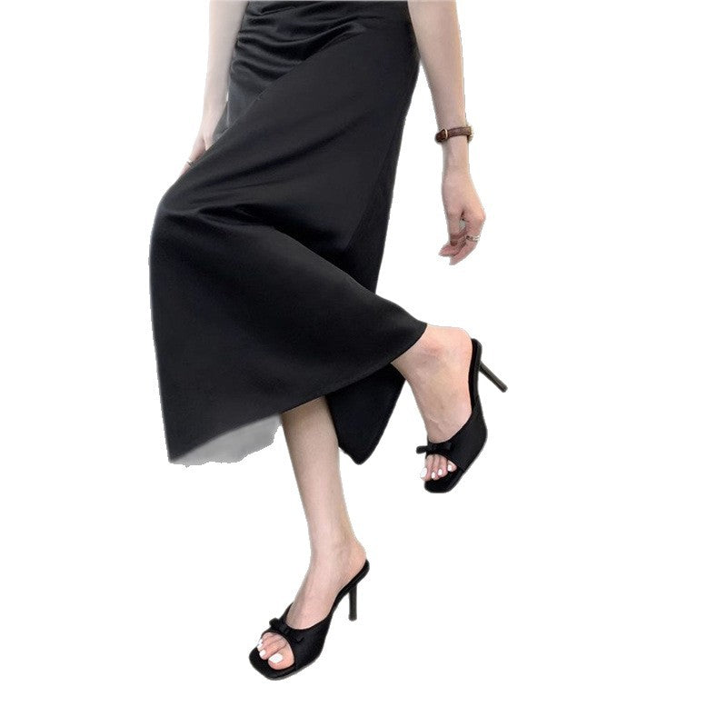 Damen elegante Mules mit Schleifenakzent