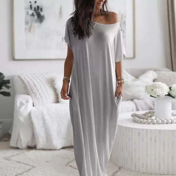 Damen lässiges Maxi-Überkleid mit weitem Schnitt und praktischen Taschen