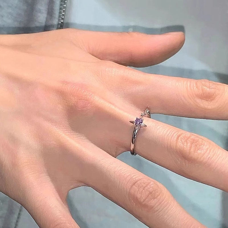 Damen Offener Ring mit beweglichem Anhänger und funkelndem Stein Shop Nory