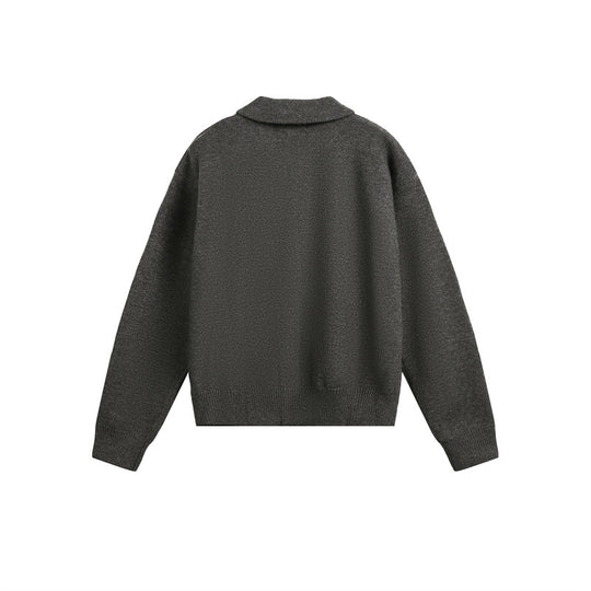 Herren Strick-Zipjacke mit Hemdkragen, Eingrifftaschen und geripptem Saum Shop Nory