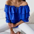 Damen Off-Shoulder Bluse mit Rüschendesign
