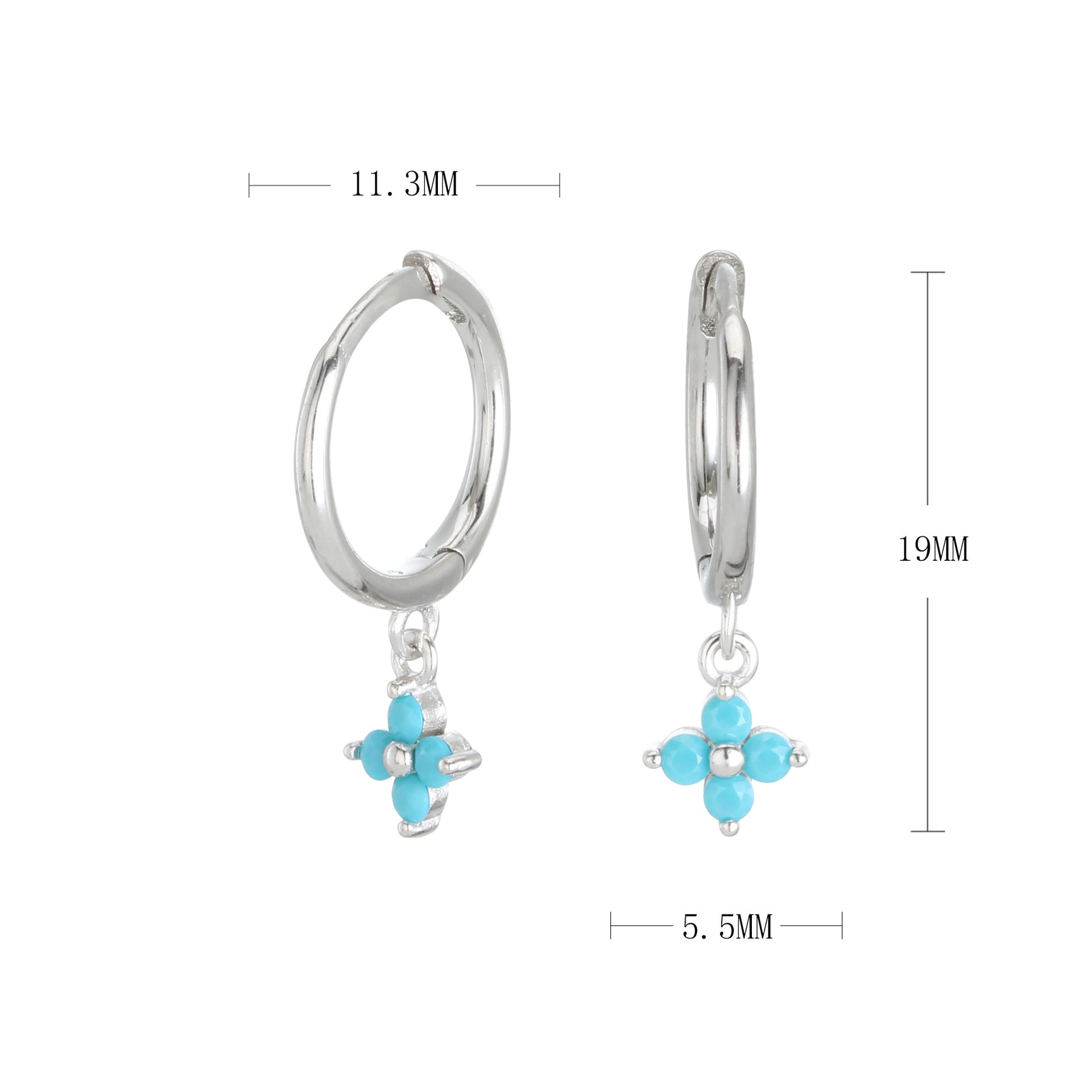 Damen Creolenohrringe mit blütenförmigen Anhängern und hochwertigem Zirkonbesatz Shop Nory