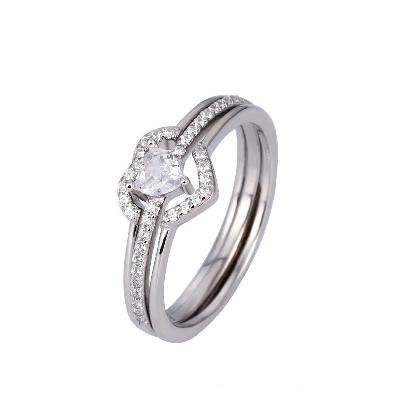 Damen Verlobungsring mit stilvollem Herzdesign und funkelnden Zirkonia-Steinen Shop Nory