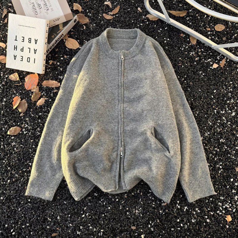 Unisex Feinstrick-Zipcardigan mit Rundhals und weichem Alpaka‑Mix Shop Nory