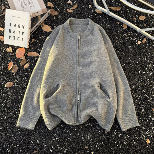 Unisex Feinstrick-Zipcardigan mit Rundhals und weichem Alpaka‑Mix Shop Nory