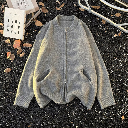 Unisex Feinstrick-Zipcardigan mit Rundhals und weichem Alpaka‑Mix Shop Nory