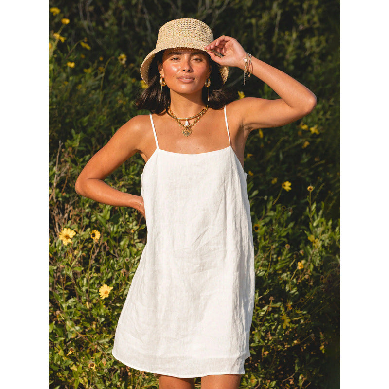 Damen Leichtes Sommerkleid mit Spaghetti-Trägern und fließendem Schnitt