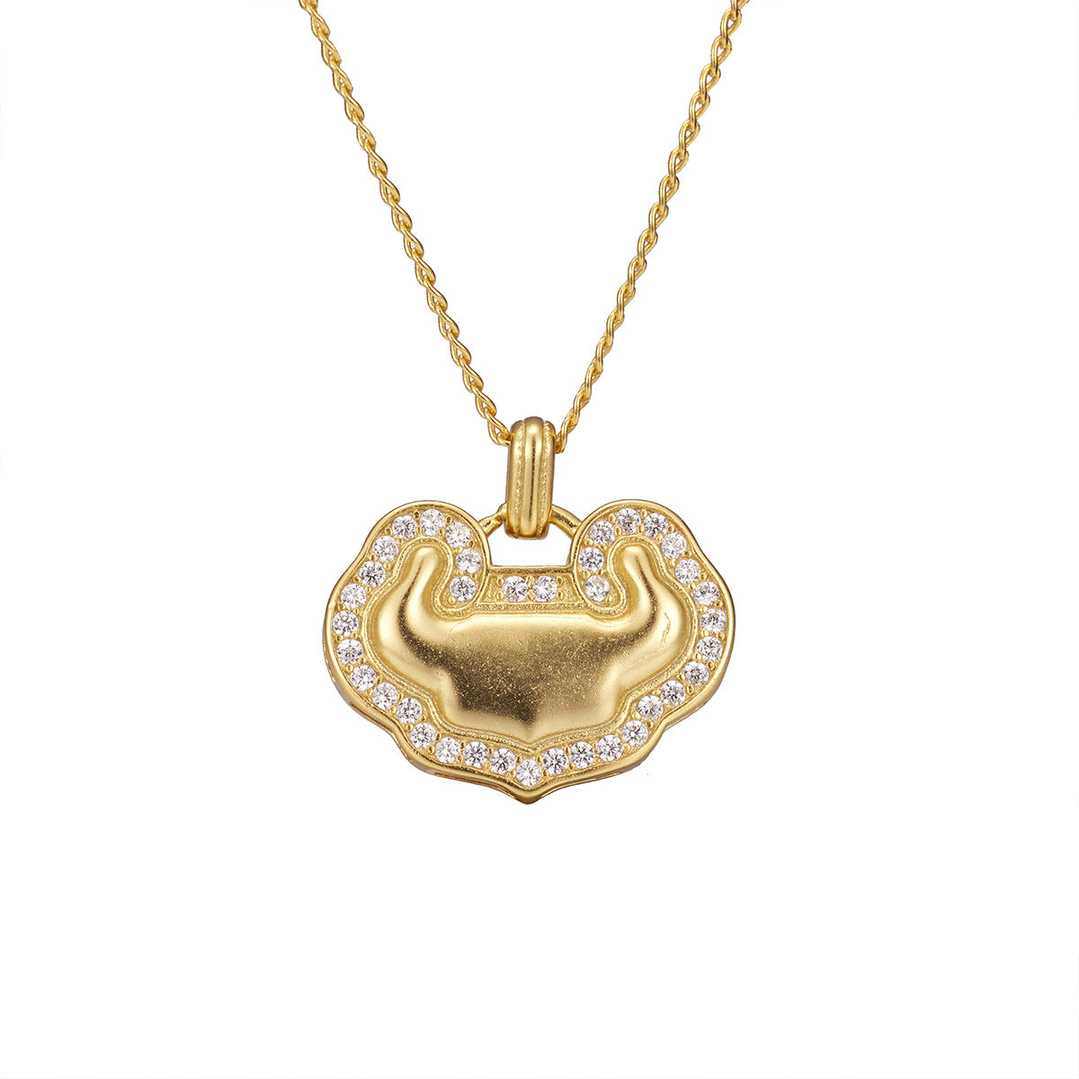 Damen Halskette mit kunstvollem Anhänger aus hochwertigem Gold und funkelnden Zirkonia Shop Nory