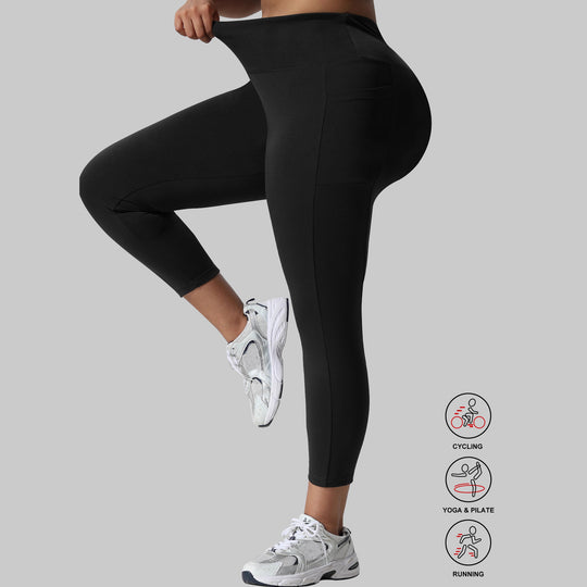 Damen Capri-Trainingstights mit hohem Bund, Slim-Fit und seitlichen Taschen Shopy Nory