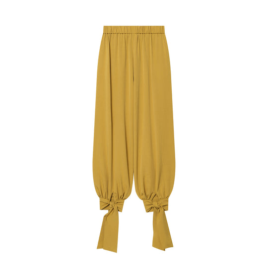 Damen Haremshose mit hohem Bund, Plissee-Falten und geknoteten Bündchen Shop Nory