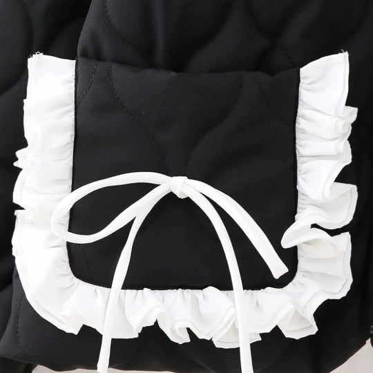 Damen Steppjacke mit Stehkragen und kontrastverzierten Rüschen-Taschen Shop Nory