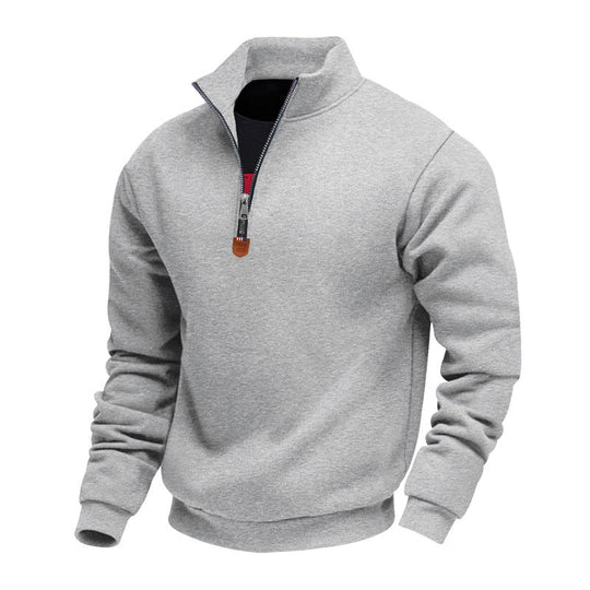 Herren sportlicher Pullover mit halbem Reißverschluss und modischem Stehkragen
